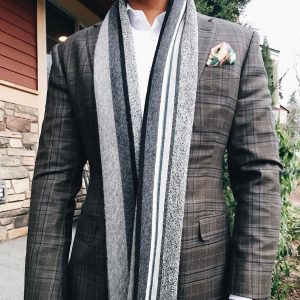 3 Fitted Gray Checkered Suit