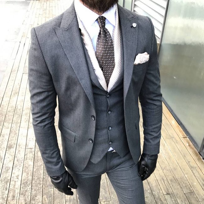Men Elegant Black Formal Suit Wedding Blazer Vest Pants - OneSimpleGown.com