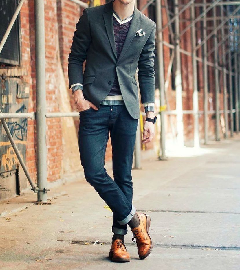 6 Grey Slim Fit Blazer - StyleMann