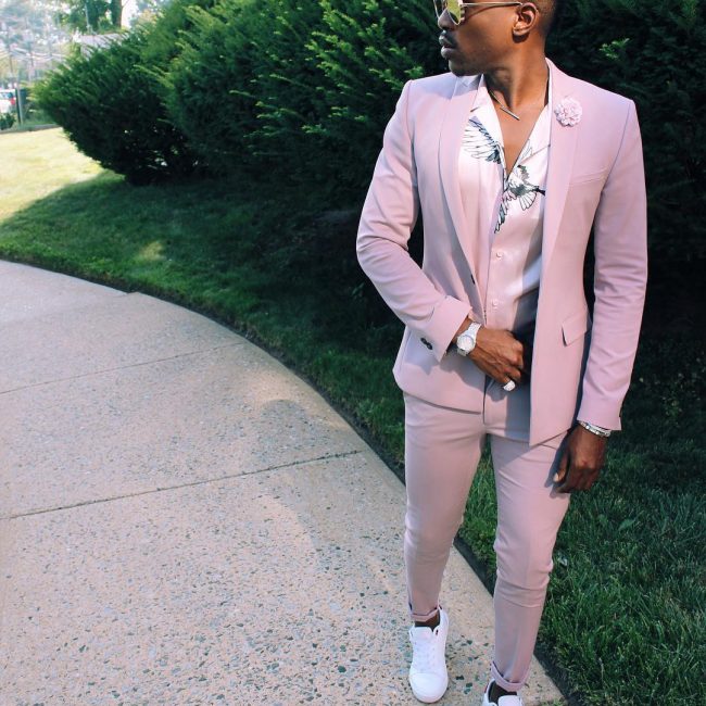 8 Light Pink Fitted Single Button Suit