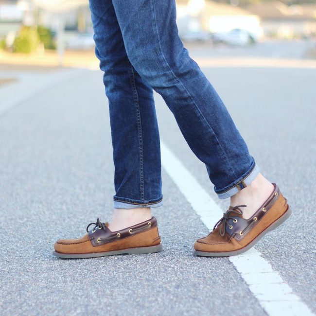 9 Brown Gamusa Shoes and Straight Cut Denim Jeans