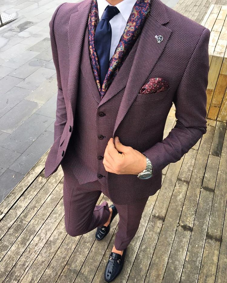 9 Cloth Purple Pin Stripe Suit Vest - StyleMann