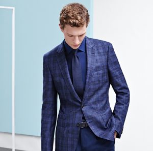 10 Royal Blue Pants & Fitted Plaid Blue Jacket Suit