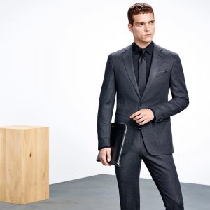 14 Fitted Single-Breasted Dark Gray Suit