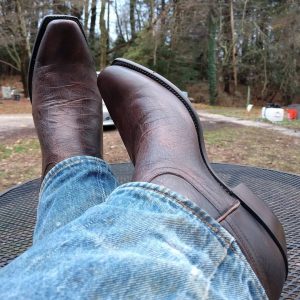 14 Sexy Dark Tan Boots with Faded Jeans