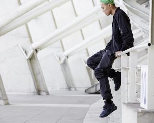 19 Sneakers with Black Leather Joggers