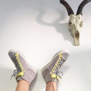 29 Light Gray-Yellow High Cut Sneakers