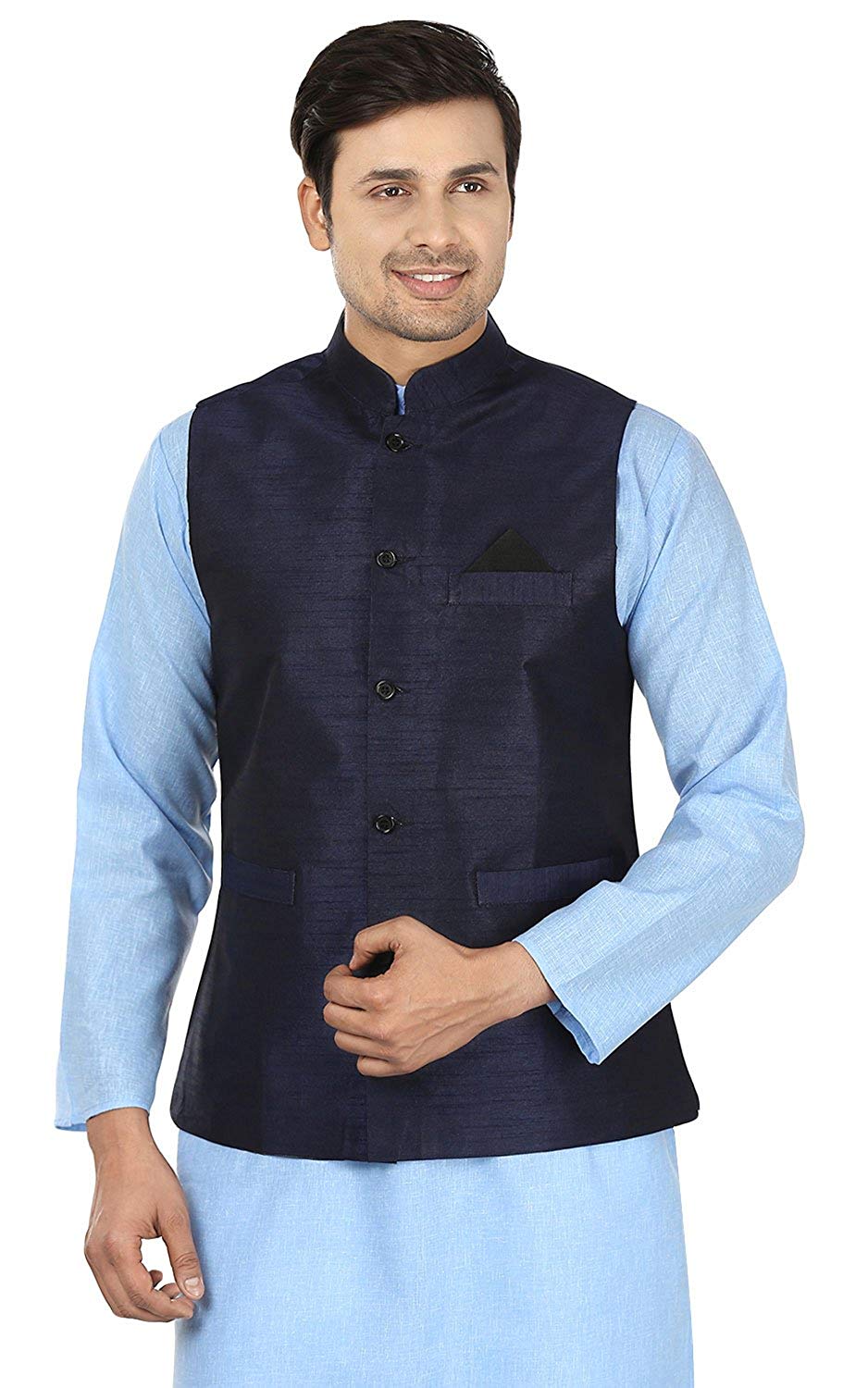 Maple Clothing Mens Sleeve Less Silk Nehru Jacket Traditional India Waistcoat