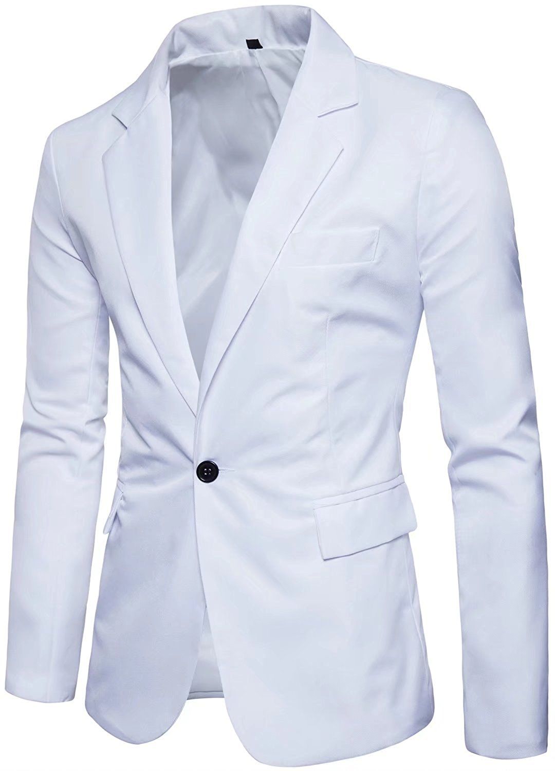 Men's Long Sleeves Peak Lapel Collar One Button Slim Fit Sport Coat Blazer