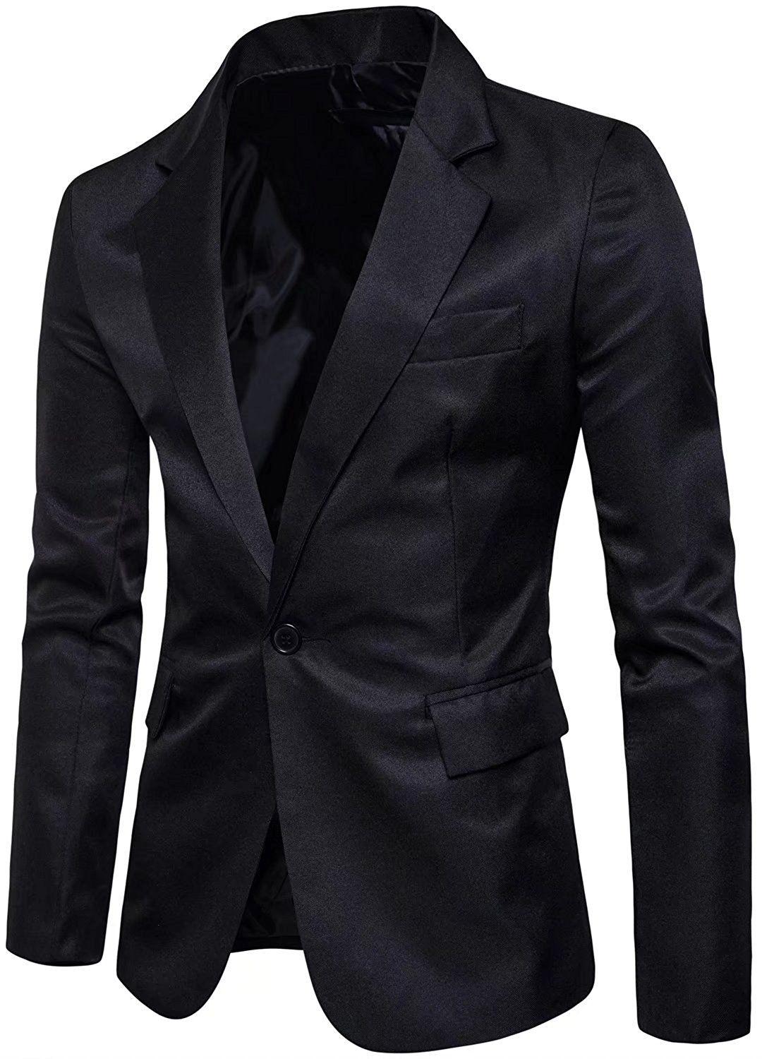 Men's Long Sleeves Peak Lapel Collar One Button Slim Fit Sport Coat Blazer