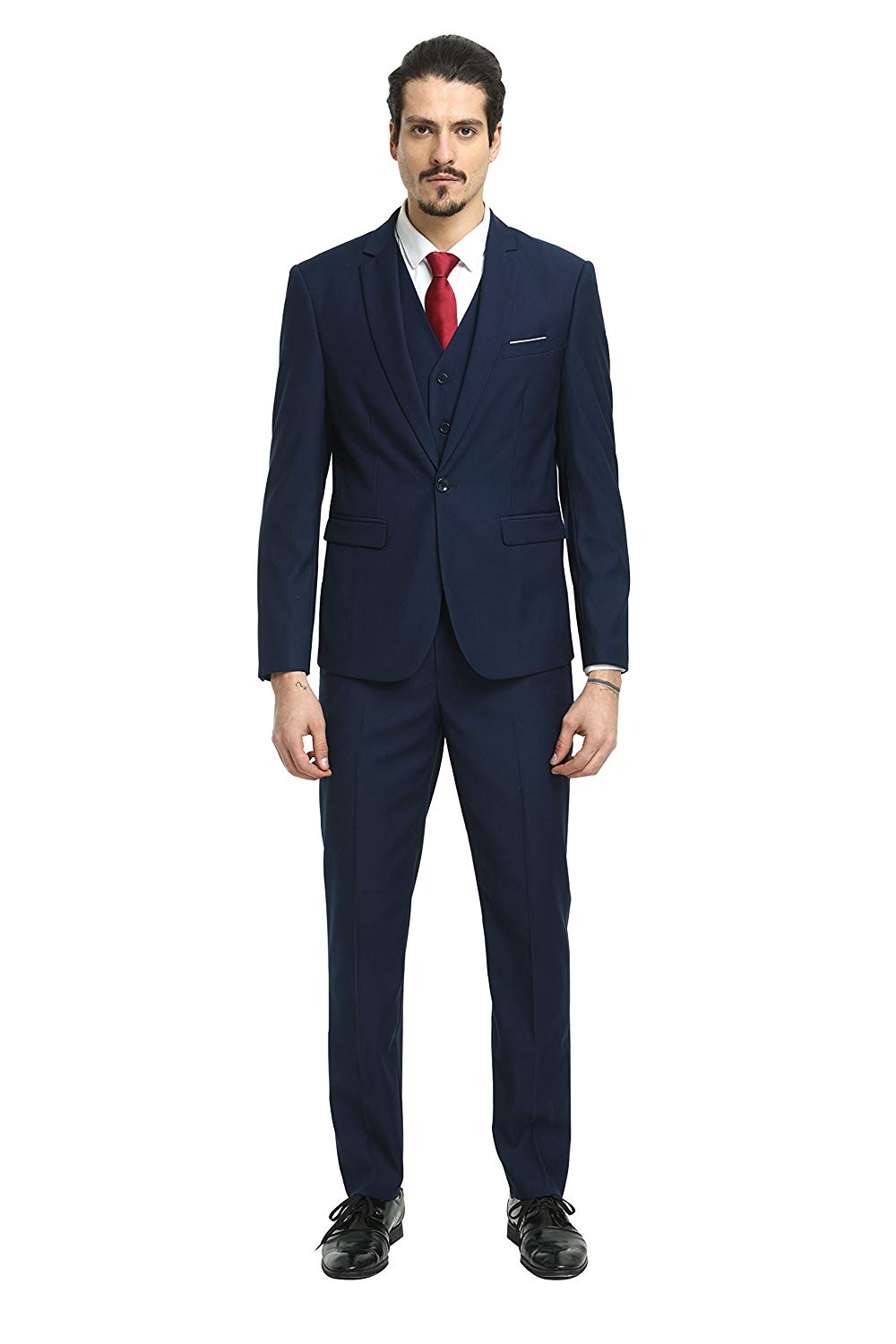 Nitree Men Suits Slim Fit 3 Piece One Button Suit Blazer Tux Vest & Trousers Tuxedo