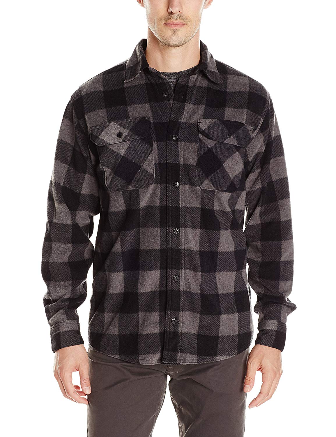 Wrangler Authentics Men's Long Sleeve Plaid Fleece Shirt