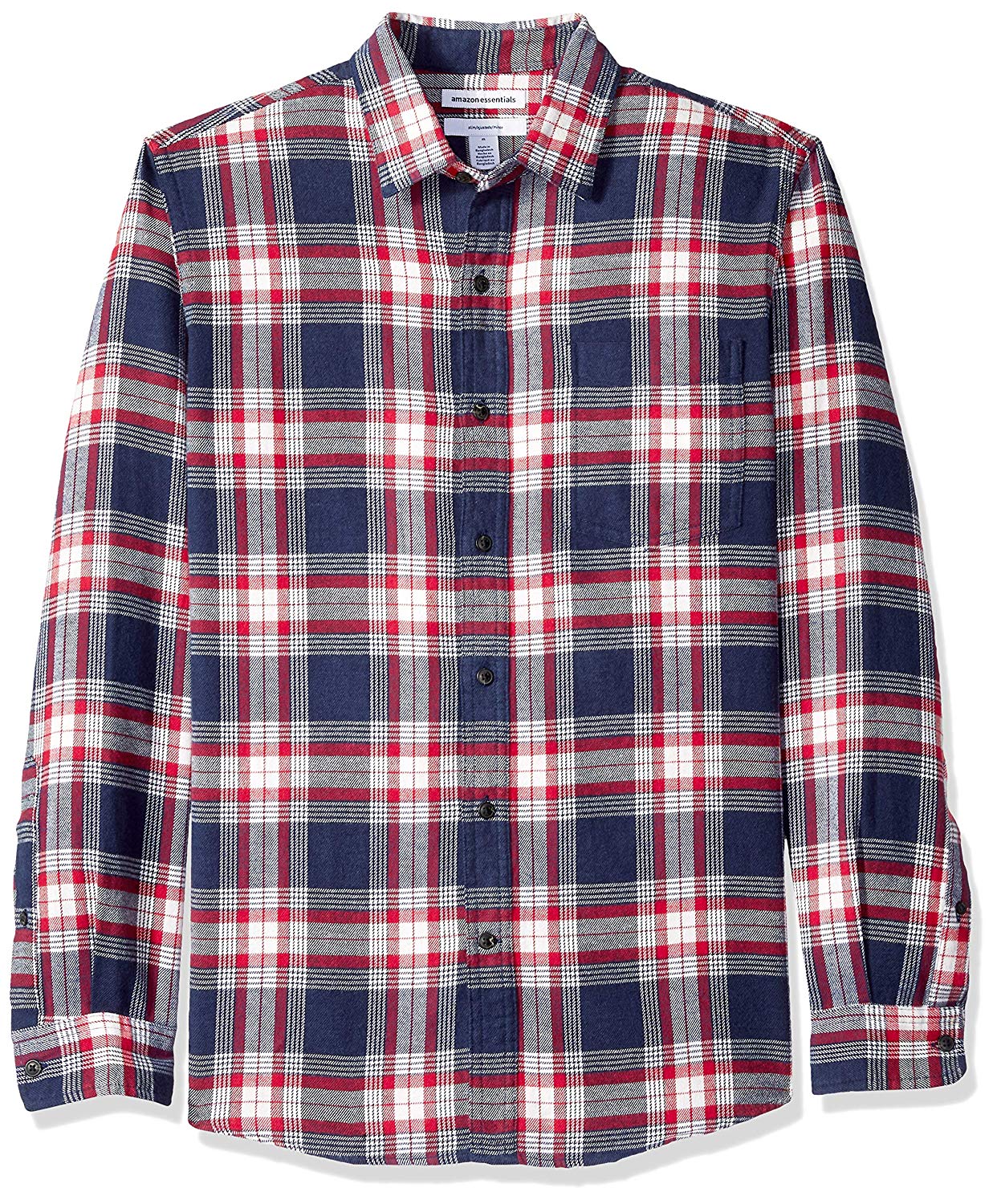 Amazon Essentials Men's Slim-Fit Long-Sleeve Plaid Flannel Shirt