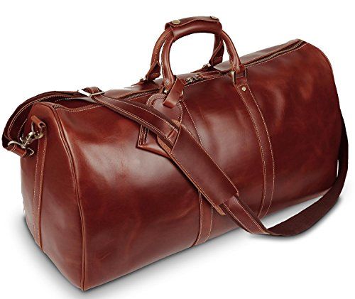 BAIGIO Men's luxury Leather Weekend Bag Vintage Travel Duffel 23...