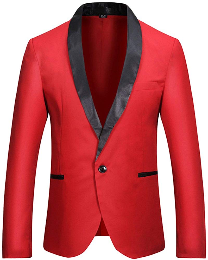 D-Sun Men's Slim Fit Blazer Jacket Solid Cotton Casual One Button Sport Coats