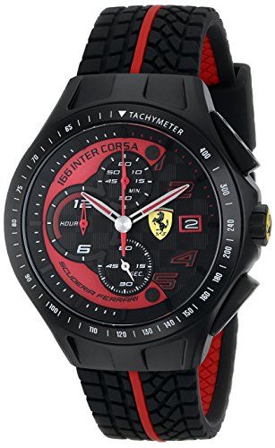 Ferrari Men's 0830077 Race Day Chronograph Black Rubber Strap Watch