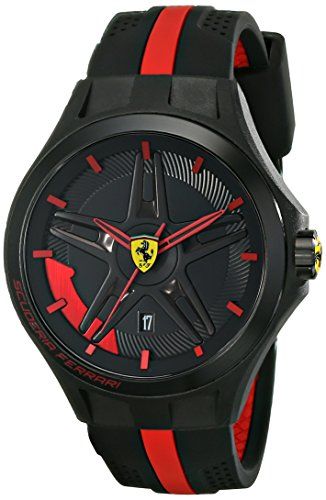 Ferrari Men's 0830160 Lap-Time Black and Red Watch