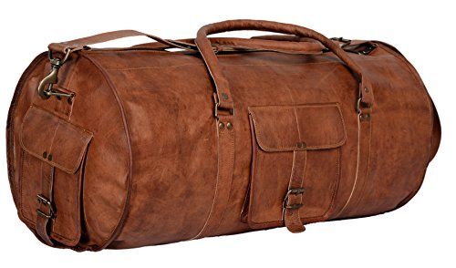 Komal's Passion Leather 24 Inch Duffel Travel Gym Sports Overnight...