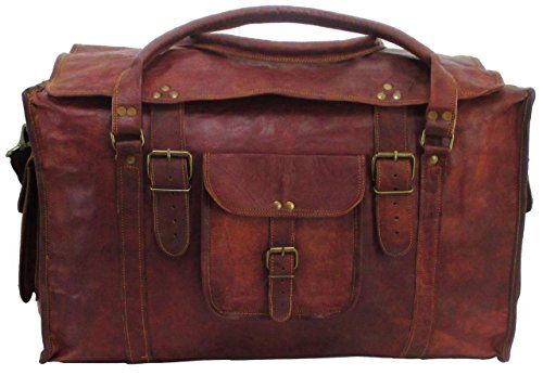 Leather Travel Duffel Bag for Men 21 inch Cabin Gym...