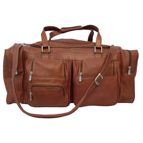 Piel Leather 24In Duffel with Pockets, Saddle, One Size