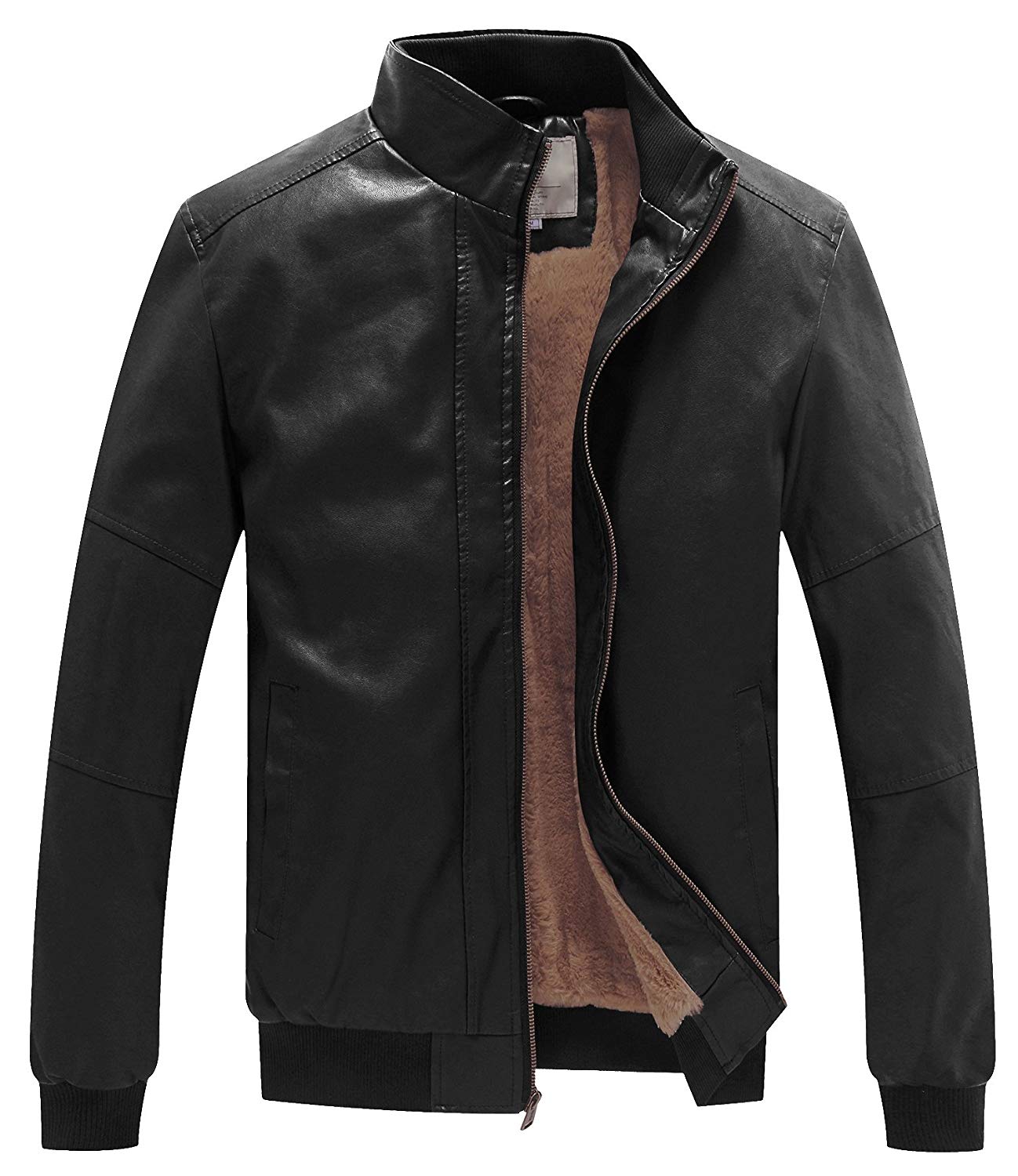 WenVen Men's Winter Fashion Faux Leather Jackets